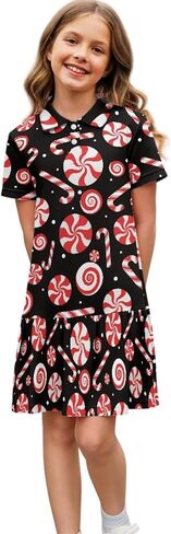 Girls Athletic Dress - Short Sleeve Shirred Tennis Dress - Breathable Stretchy Fabric for Casual Wear Age 5-14 in Kuwait