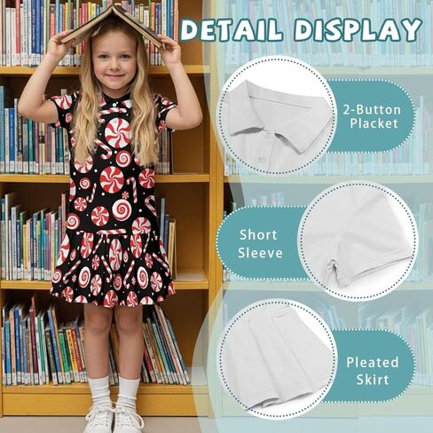 Girls Athletic Dress - Short Sleeve Shirred Tennis Dress - Breathable Stretchy Fabric for Casual Wear Age 5-14 in Kuwait