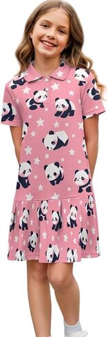 Girls Athletic Dress - Short Sleeve Shirred Tennis Dress - Breathable Stretchy Fabric for Casual Wear Age 5-14 in Kuwait