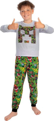 Minecraft Pajamas, Creeper Boys Pajamas For Kids, Gaming Boys Pjs, Long Sleeve Pjs For Kids in Saudi Arabia