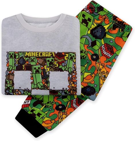 Minecraft Pajamas, Creeper Boys Pajamas For Kids, Gaming Boys Pjs, Long Sleeve Pjs For Kids in Saudi Arabia