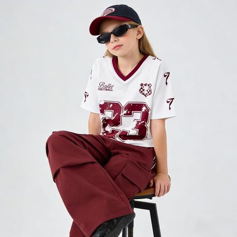 Tween Girls Clothes Short Sleeve Graphic T-Shirt Top + Cargo Pants 2pcs Outfit Set, Size 7-15Years in Saudi Arabia