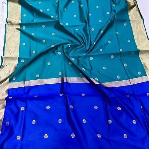 Women's Kanjivaram Soft Silk Saree With Blouse Piece 6.3metres (Rama Green) in Saudi Arabia