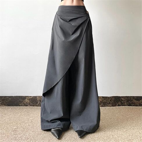 سراويل بالازو غير رسمية على الموضة من Goth للنساء Y2k Flowy Alt متوهج الجرونج غير التقليدي ايمو بانك 70s قوطي فضفاض in Kuwait
