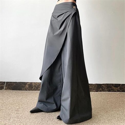 سراويل بالازو غير رسمية على الموضة من Goth للنساء Y2k Flowy Alt متوهج الجرونج غير التقليدي ايمو بانك 70s قوطي فضفاض in Kuwait