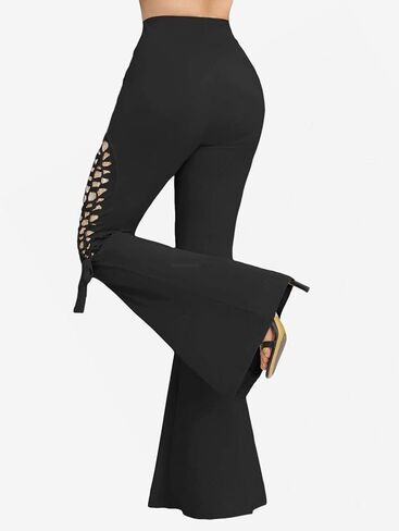 ROSE GAL Plus Size Women Goth High Waisted Stretch Bell Bottom Pants in Kuwait