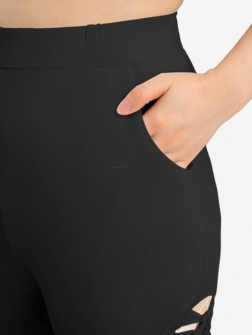 ROSE GAL Plus Size Women Goth High Waisted Stretch Bell Bottom Pants in Kuwait