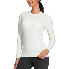 THE GYM PEOPLE Women's Crew Neck Thermal Fleece Shirts Slim Fit Long Sleeves Underwear Basic Pullover Tops in Saudi Arabia