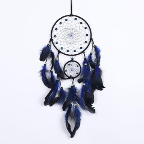 Pretty Jolly Brown Feathers Dream Catcher Wall Decor with Luminous Beads Handmade Dreamcatchers Wall Hanging for Bedroom Wedding Party Wish Birthday Gift-2 Rings in Saudi Arabia