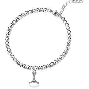 Dayna Designs Hockey Beaded Bracelet - Platinum over 925 Solid Sterling Silver Charm, Beaded, Mini Charm, Hypoallergenic Jewelry gifts for Moms Teams and Coaches in Saudi Arabia