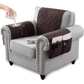 غطاء مسند ذراع مع مسند للرأس، غطاء منزلق لمسند ذراع الكرسي مع جيوب جانبية، مقاوم للماء، واقي أثاث غير قابل للانزلاق للحيوانات الأليفة (أزرق برلين، مقعد واحد 3 قطع) in Kuwait