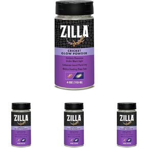 مسحوق Zilla Cricket Glow - أضفه إلى طعام الزواحف للحصول على لمسة ممتعة، أكثر إثارة من مسحوق الكالسيوم العادي! فلوريسسيس تحت الضوء الأسود، مثالي للحشرات، 4 أونصات in Kuwait