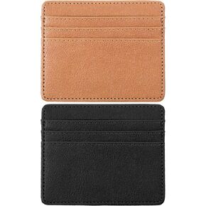 2pcs Small Credit Card Holder, RFID Blocking Slim Credit Card Holder, Credits Cards Holders Wallet,Minimalist Cards Holders for Men & Women with 4 Slots, Black & Brown in Saudi Arabia