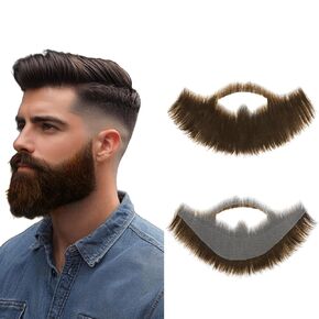 Fake Beard Realistic Mustache Full Hand Tied Goatee Facial Hair Men Lace Invisible False Beards for Halloween Dressing Entertainment Drama Party Movie Makeup(Black (goatee)) in Saudi Arabia