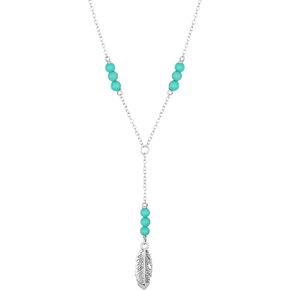 Amazon Essentials Sterling Silver Western Feather Beaded Y-Necklace in Saudi Arabia