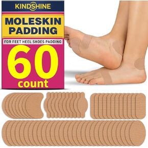شرائط مولسكين 60 قطعة مع وسادات لاصقة لمنع ظهور البثور وملصقات شريط جلد الشامات لبطانة أحذية كعب القدم، بيج in Kuwait