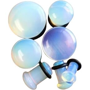 PAIR of Single Flare Opalite Opalescent Stone Plugs - Gauges Body Jewelry in Saudi Arabia