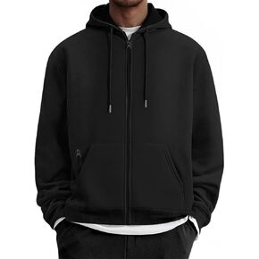 Mens Zip Up Hooded Sweatshirt Casual Long Sleeve Hoodies Fashion Drawstring Sweatshirts with Kanga Pockets in Saudi Arabia