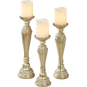 Rya Gem Candleholders Champagne Gold Set of Three in Kuwait