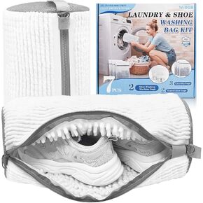 3-IN-1 Laundry & Shoe Washing Machine Bag Kit : Laundry Shoe Bag for Washer and Dryer,Reusable Shoe Cleaning Bag for Sneakers,Tennis,Self-locking Zipper & Microfiber,Include 3 Laundry Bag & 2 Shoe Bag in Saudi Arabia