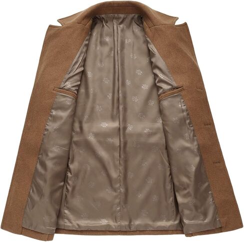 chouyatou Men's Classic Notched Collar Double Breasted Wool Blend Pea Coat (Large, Single-Camel) in Saudi Arabia