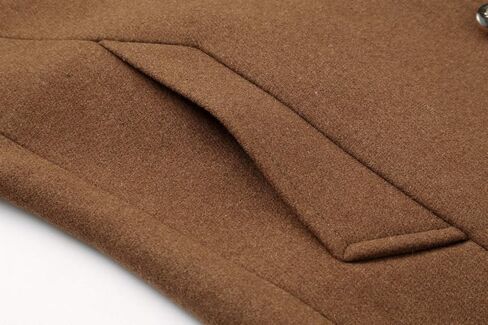 chouyatou Men's Classic Notched Collar Double Breasted Wool Blend Pea Coat (Large, Single-Camel) in Saudi Arabia