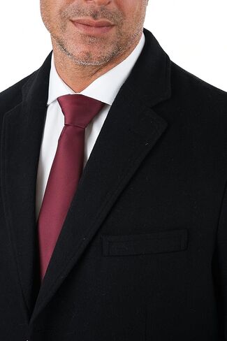 ARTHUR BLACK Mens Single Breasted Wool Cashmere Full Length Overcoat Long Coat - Black 58R in Saudi Arabia