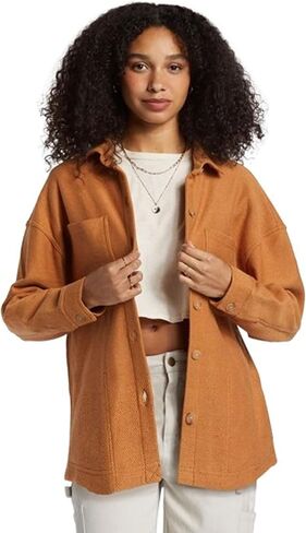 Billabong Womens Everytime Front Button Brushed Fleece Shacket in Saudi Arabia