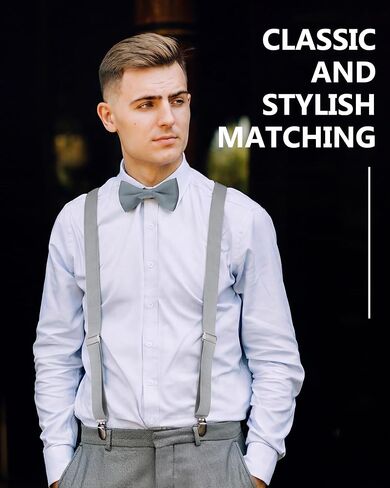 SATINIOR 4 Set Mens Suspenders and Bow Tie Set for Adults Women Y Back Elastic Adjustable Suspenders Sets for Wedding in Saudi Arabia