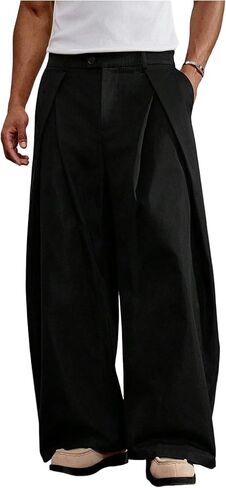 GORGLITTER Men's Baggy Dress Pants Wide Leg Pleated High Waisted Streetwear Trousers Track Pants Work Business Casual in Saudi Arabia
