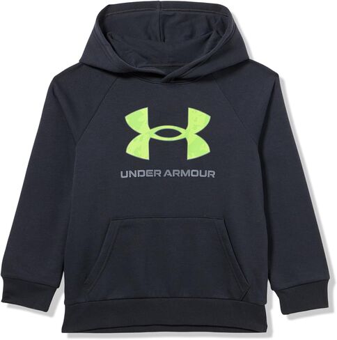 Under Armour Boys' Rival Fleece Big Logo Print Fill Hoodie, (002) Black / / White, Medium in Saudi Arabia