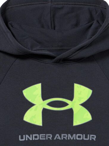 Under Armour Boys' Rival Fleece Big Logo Print Fill Hoodie, (002) Black / / White, Medium in Saudi Arabia