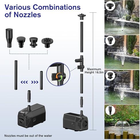 POPOSOAP 1600GPH مضخة مياه غاطسة، 45W حوض السمك مضخة DC 24V مضخة بركة، ارتفاع الرفع 13FT مضخة نافورة للشلال، النافورة، المائية، الري، المياه العذبة واستخدام المياه البحرية in Kuwait