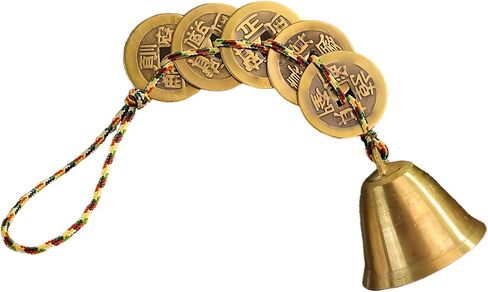 جرس فنغ شوي الصيني، جرس الحظ الصيني للثروة والآمنة، ديكور فنغ شوي للتعليق، دقات الرياح، ديكور السيارة المنزلية، عملات معدنية من أجل الحظ الجيد in Kuwait