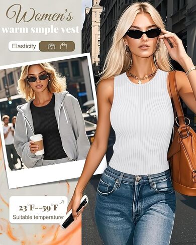 3 Pack Women Sleeveless Thermal Tank Tops Ribbed Warm Cotton Vest for Cold Weather Base Layer Lined Underwear in Saudi Arabia