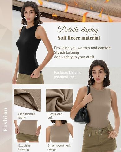 3 Pack Women Sleeveless Thermal Tank Tops Ribbed Warm Cotton Vest for Cold Weather Base Layer Lined Underwear in Saudi Arabia