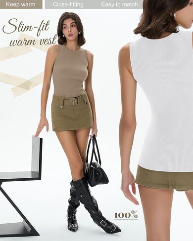 3 Pack Women Sleeveless Thermal Tank Tops Ribbed Warm Cotton Vest for Cold Weather Base Layer Lined Underwear in Saudi Arabia