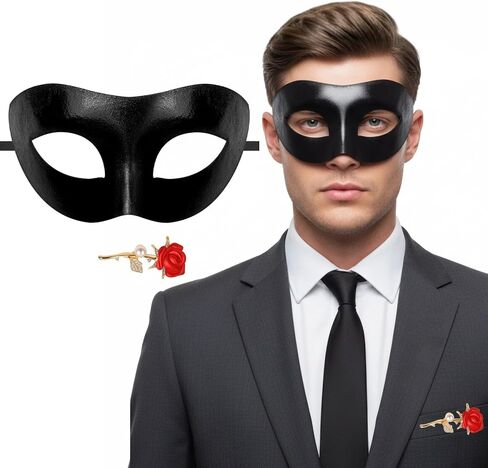 Masquerade Mask for Men with Brooch for Halloween Mardi Gras Party in Saudi Arabia