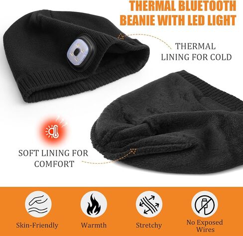 Wmcaps Unisex Bluetooth Beanie with LED Light, Fleece Lined Winter Hat with Headphones Speaker, Tech Gifts for Men Women Teen in Saudi Arabia