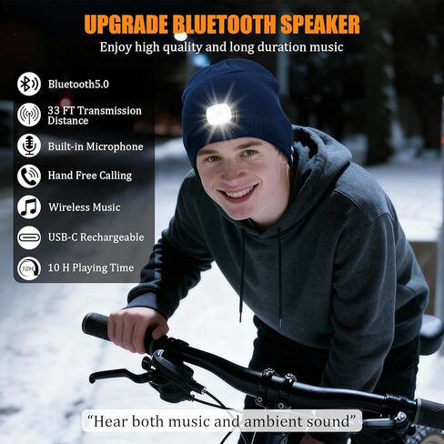 Wmcaps Unisex Bluetooth Beanie with LED Light, Fleece Lined Winter Hat with Headphones Speaker, Tech Gifts for Men Women Teen in Saudi Arabia