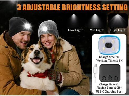 Wmcaps Unisex Bluetooth Beanie with LED Light, Fleece Lined Winter Hat with Headphones Speaker, Tech Gifts for Men Women Teen in Saudi Arabia