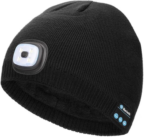 Wmcaps Unisex Bluetooth Beanie with LED Light, Fleece Lined Winter Hat with Headphones Speaker, Tech Gifts for Men Women Teen in Saudi Arabia
