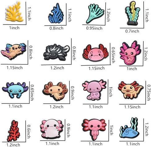 28PCS لطيف Axolotl مجموعة سحر الديكور الأحذية، الوردي Kawaii الحيوان الملحقات الزخرفية تناسب الصنادل معصمه الأحذية، لحزب صالح عطلة عيد ميلاد الهدايا in Kuwait
