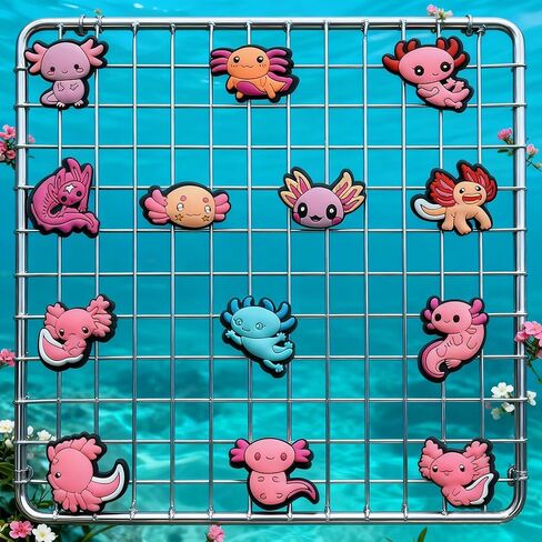 28PCS لطيف Axolotl مجموعة سحر الديكور الأحذية، الوردي Kawaii الحيوان الملحقات الزخرفية تناسب الصنادل معصمه الأحذية، لحزب صالح عطلة عيد ميلاد الهدايا in Kuwait
