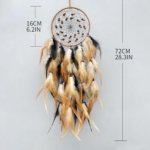 Large Feather Dream Catcher Handmade Native American Dream Catchers Bohe Wall Hanging Decoration Ornament for Kids Bedroom Car Decor Home Decoration Birthday Party Brown in Saudi Arabia