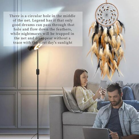 Large Feather Dream Catcher Handmade Native American Dream Catchers Bohe Wall Hanging Decoration Ornament for Kids Bedroom Car Decor Home Decoration Birthday Party Brown in Saudi Arabia