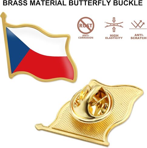 12/24/50/100Pcs Official Czech Flag Lapel Pins Bulk - Metal Czechia Lapel Brooch Badge Pin Souvenir for Men Women Clothes Bags Hats in Saudi Arabia