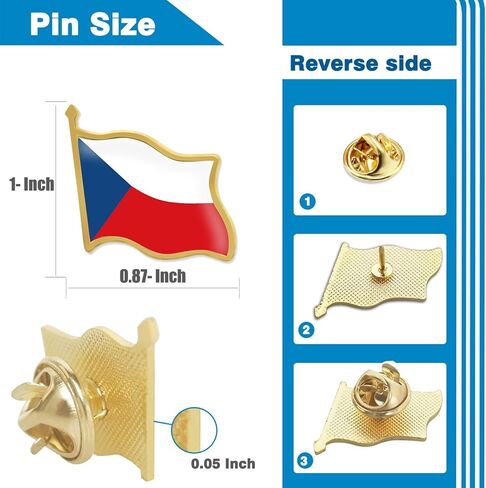 12/24/50/100Pcs Official Czech Flag Lapel Pins Bulk - Metal Czechia Lapel Brooch Badge Pin Souvenir for Men Women Clothes Bags Hats in Saudi Arabia