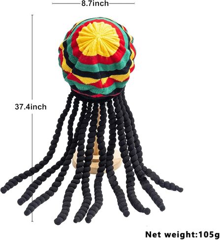 Rasta Hat Jamaican Dreadlocks Wig Rasta with Dreads Halloween Funny Beanie Hat in Saudi Arabia