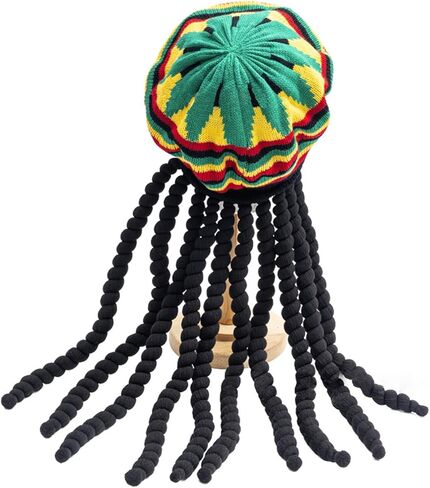 Rasta Hat Jamaican Dreadlocks Wig Rasta with Dreads Halloween Funny Beanie Hat in Saudi Arabia